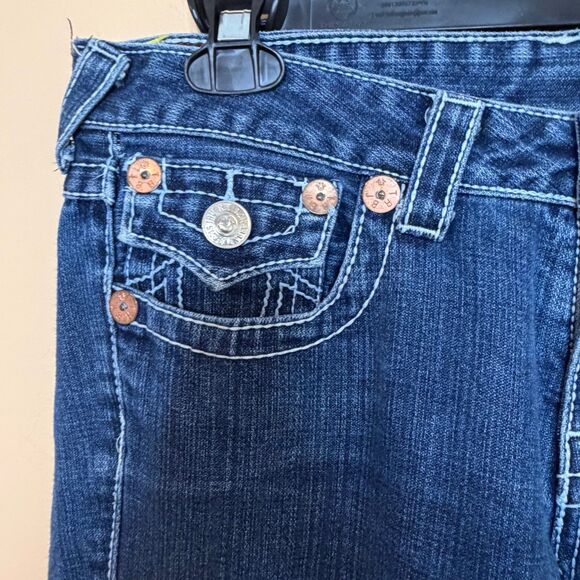 True Religion Joey super T low-rise flare jeans flap pockets & twisted inseam - Picture 2 of 8